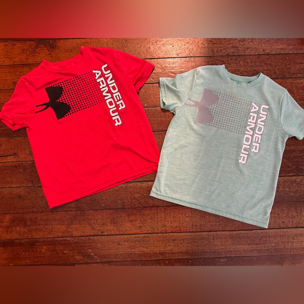 Under Armour Kids Short Sleeve Tees - Red & Light Blue Graphic Set